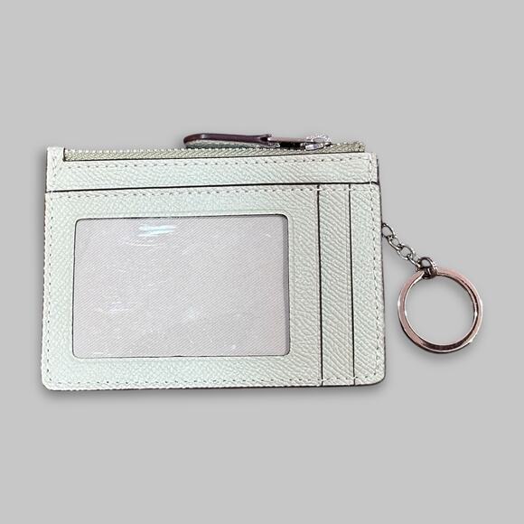 Coach Small Zip Coin Case Card Holder with Key Ring – Light Beige - Picture 2 of 4